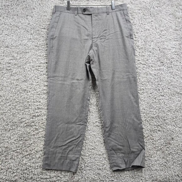 Peter Millar Men Pants 33R (Fits 32x25.5) Gray Wool Slim Fit Office Trousers - Picture 1 of 13